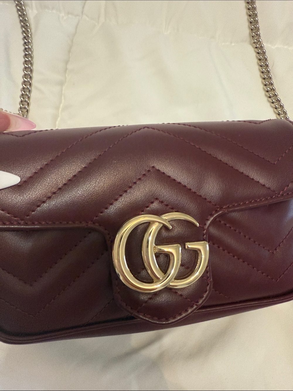 Gucci GG MARMONT MINI BAG Burgundy GG Marmont Quilted chain Shoulder Bag 1 - Picture 7 of 16